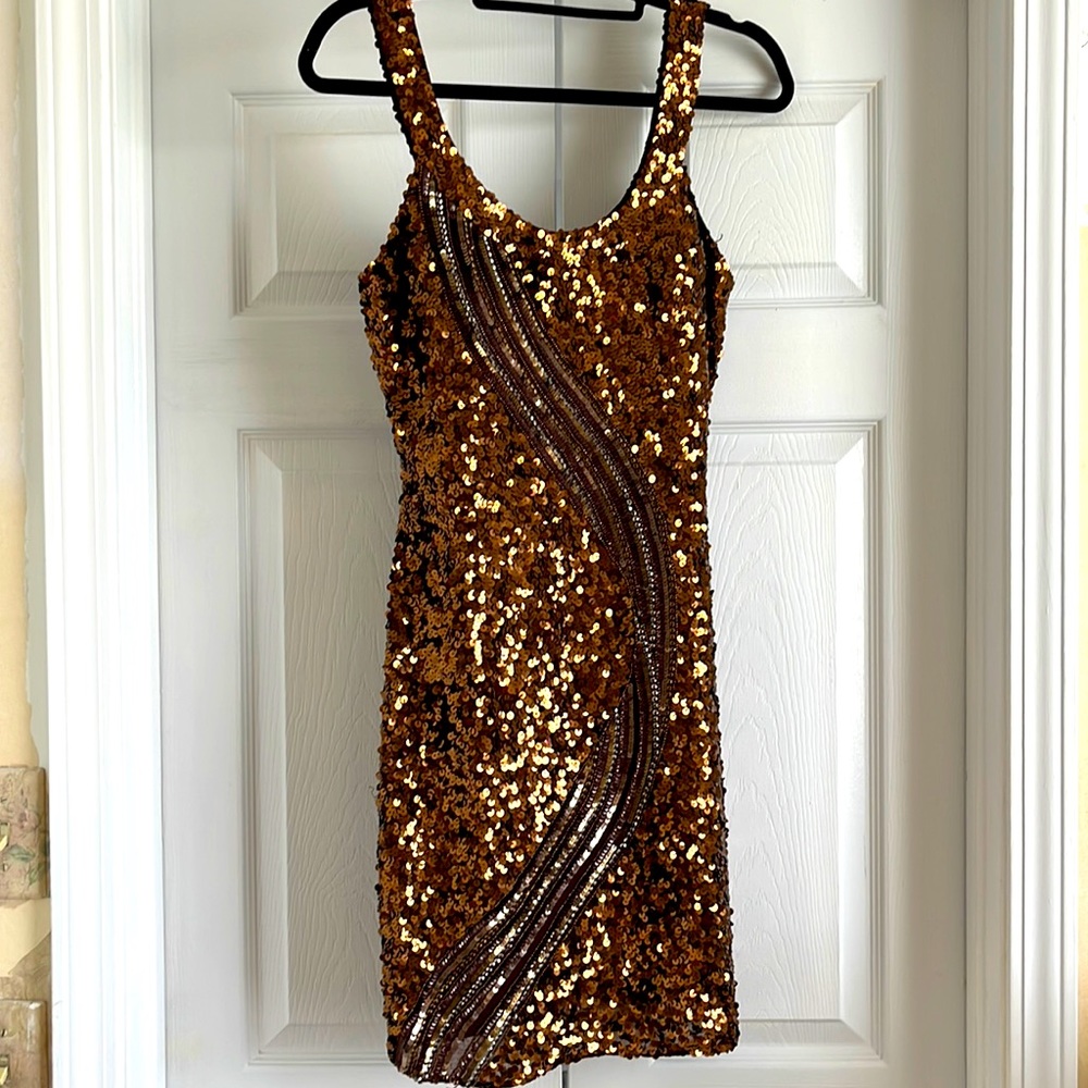 SCALA Brown Sequin Cocktail Dress